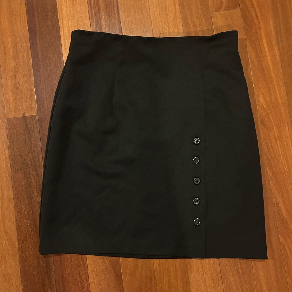 Studio C Black Pencil Skirt with Button Accents - Picture 2 of 6